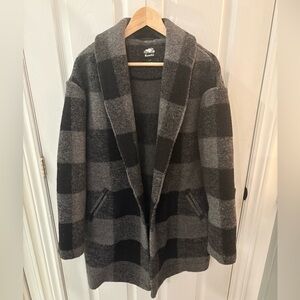 Roots Black and Gray Plaid Coat